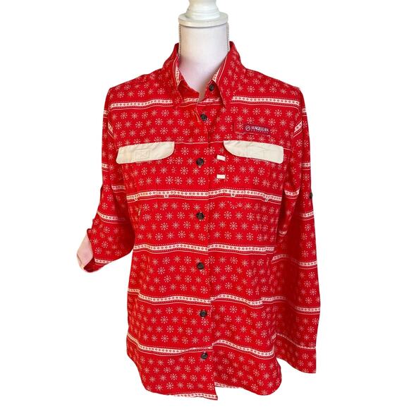 Magellan Outdoors Shirt Top Blouse Women's Small Red Fishing Outdoors Button Up - Picture 1 of 11